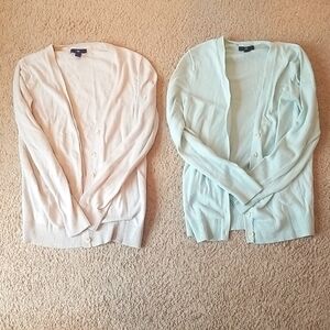 2 for $25 Gap Cream and Light Blue Button Up Cardigans, Size Small
